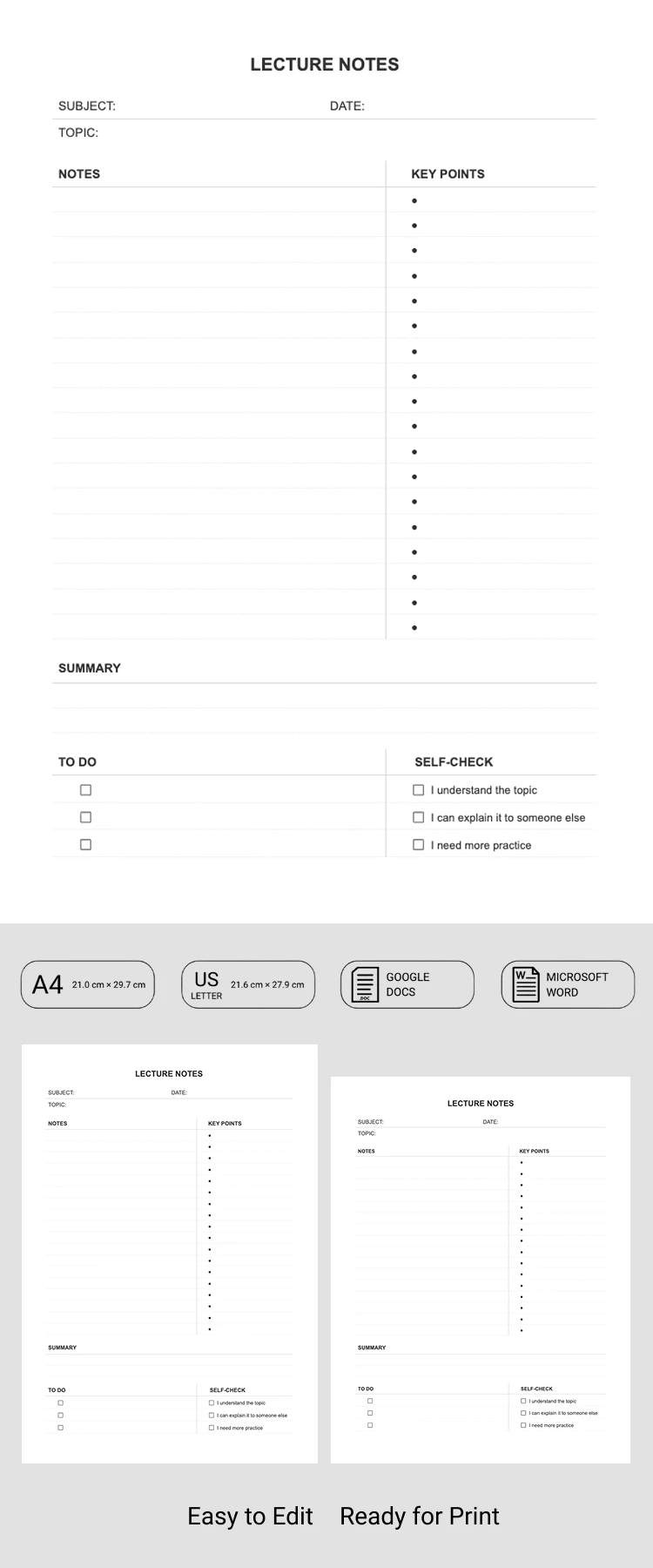 Lecture Notes Template for Students - free Google Docs Template - 10072712