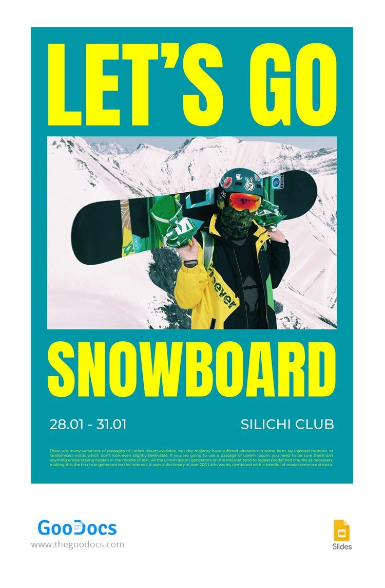 Komm, lass uns das Snowboard-Poster machen. - free Google Docs Template - 10063324