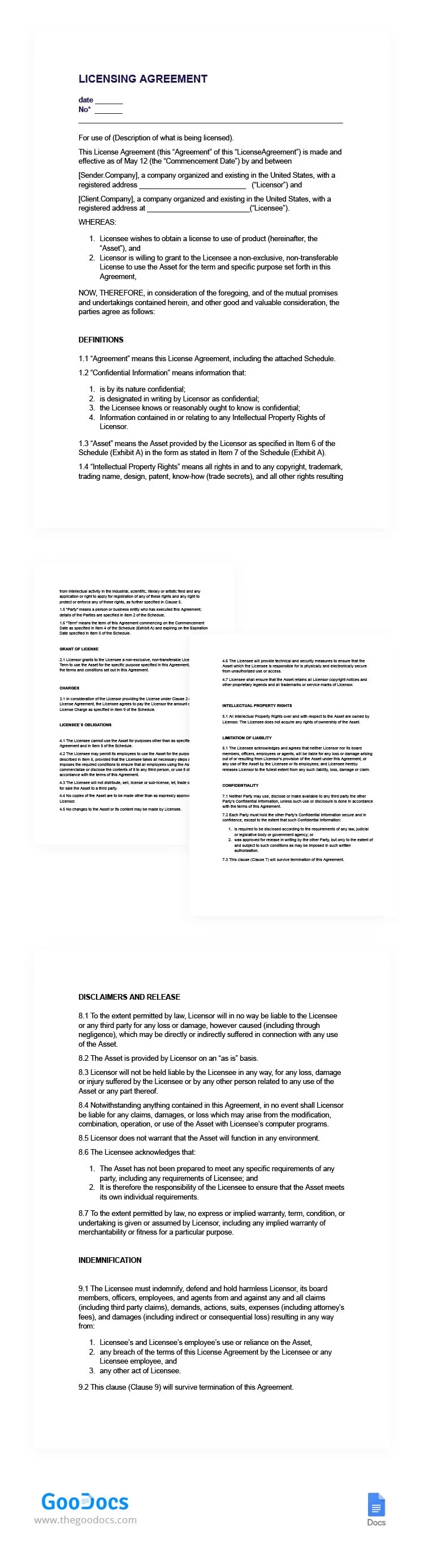 Licеnsing Agreement - free Google Docs Template - 10066025