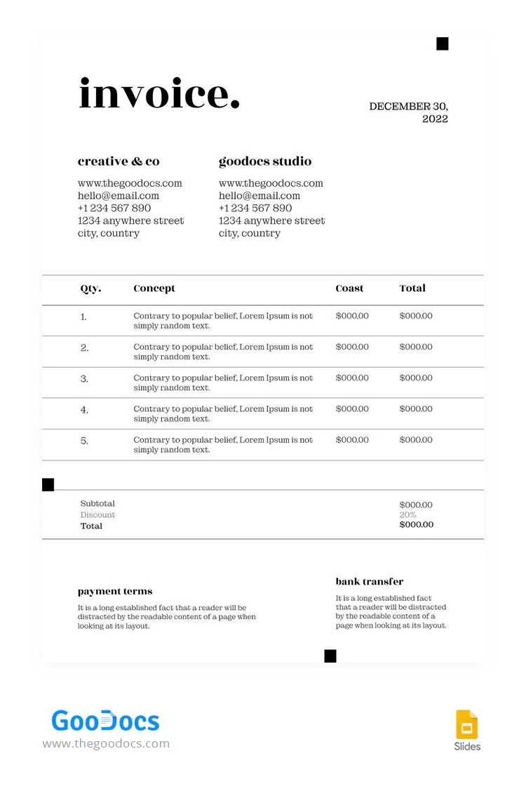 Light Basic Invoice - free Google Docs Template - 10065208