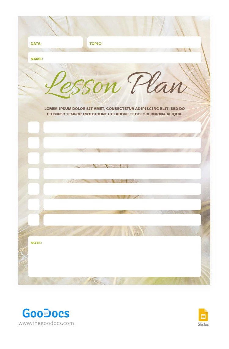 Light Botanical Lesson Plan - free Google Docs Template - 10062978