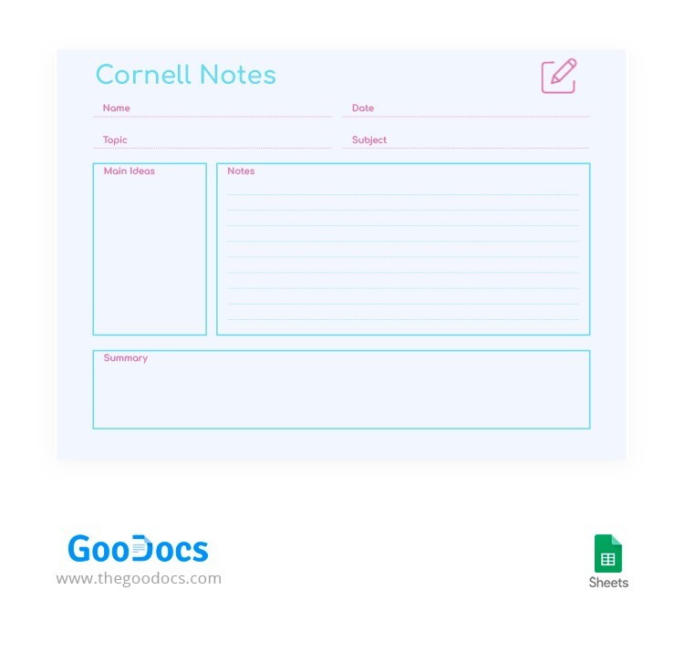 Free Light Cornell Notes Template In Google Docs