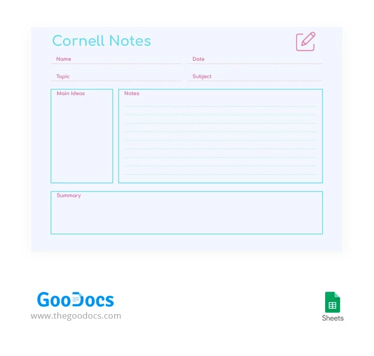 Light Cornell Notes - free Google Docs Template - 10064369