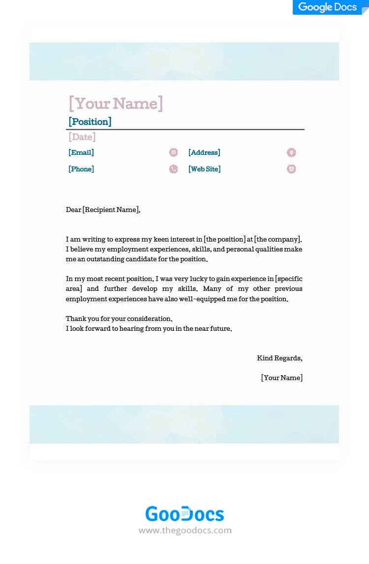 Light Cover Letter - free Google Docs Template - 10062098