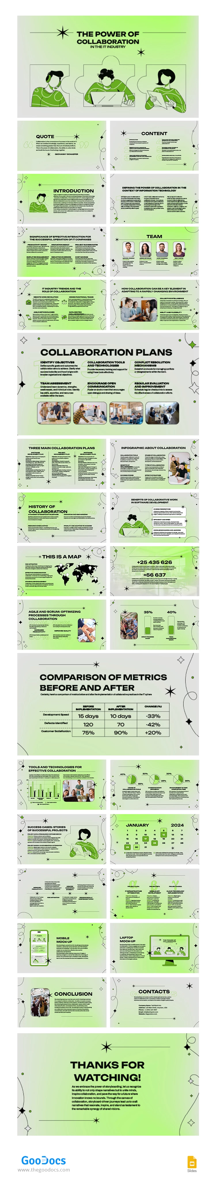 Verde claro "O Poder da Colaboração" Storyboard. - free Google Docs Template - 10067493