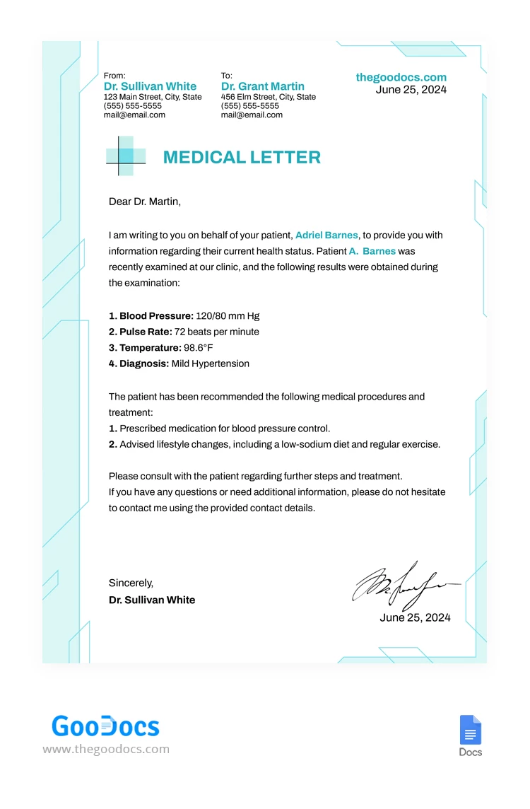 Light Minimalistic & Linear Medical Letter - free Google Docs Template - 10067436