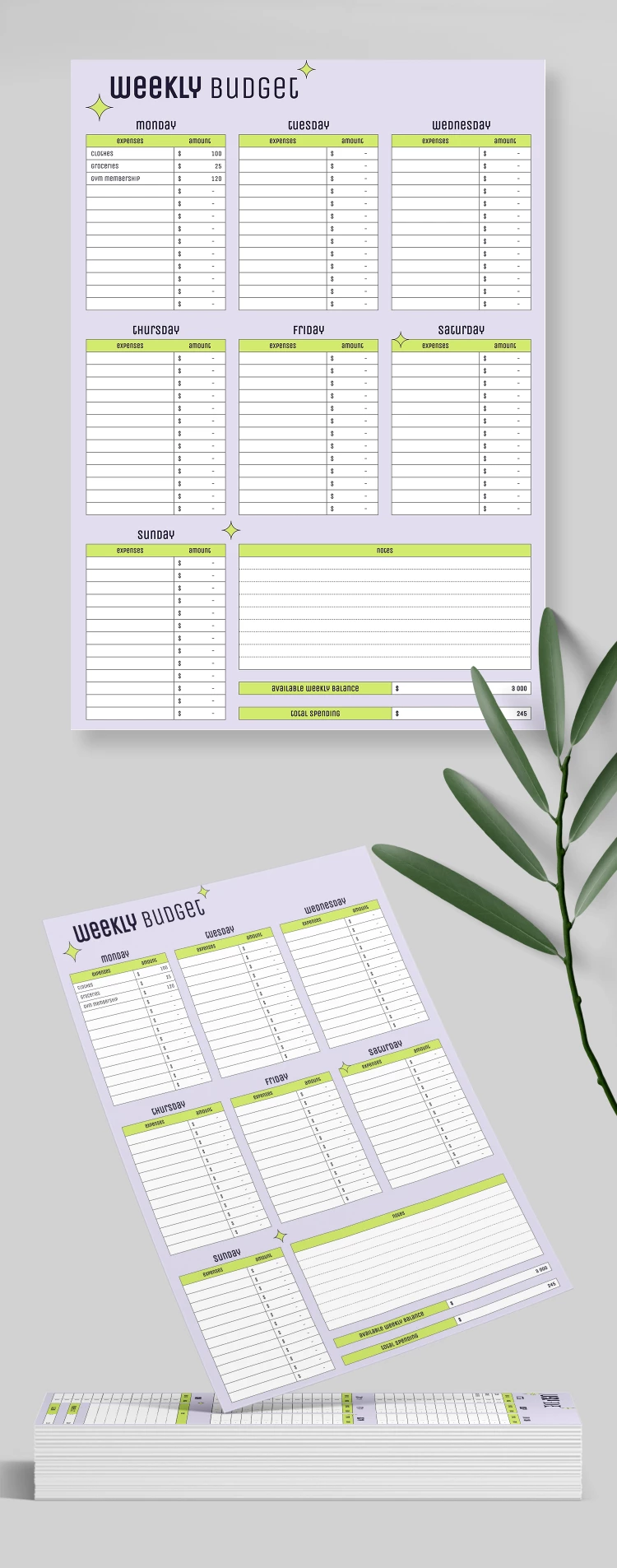 Lilac Weekly Budget - free Google Docs Template - 10068892