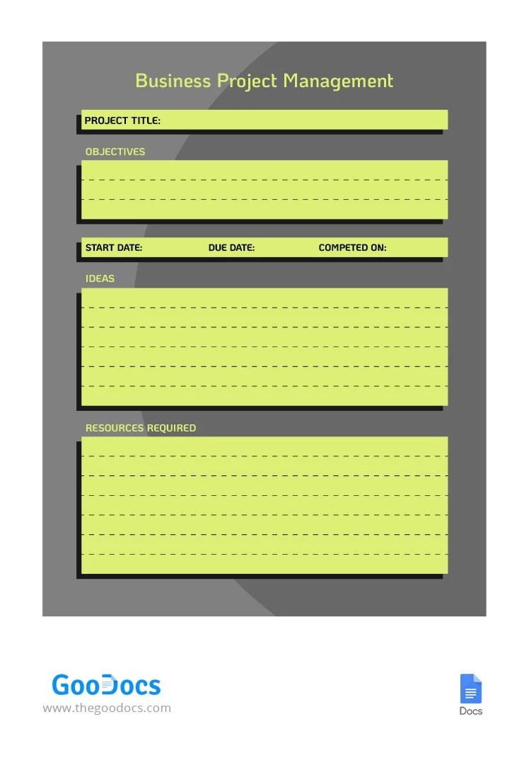 Lime Business Project Management - free Google Docs Template - 10064562