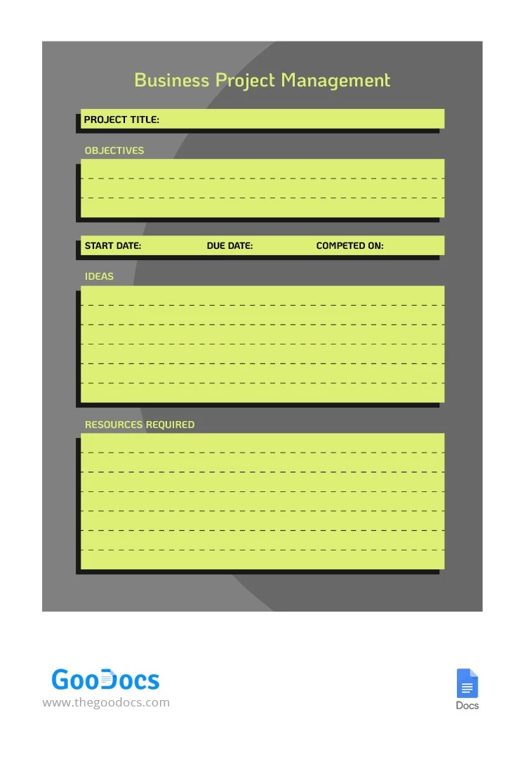 Gestión del Proyecto Lime Business - free Google Docs Template - 10064562