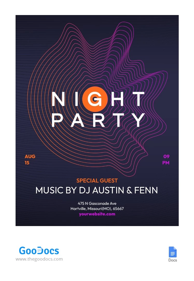 Lineares Design Nacht Party Flyer - free Google Docs Template - 10064415