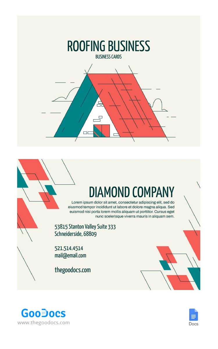 Linear Roofing Business Card - free Google Docs Template - 10065691