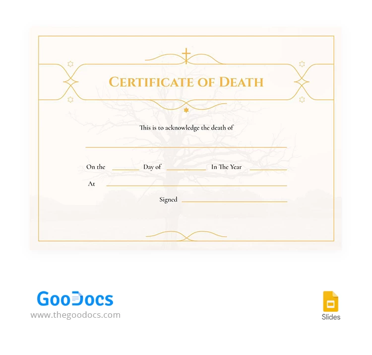 Lines Yellow Death Certificates - free Google Docs Template - 10066960