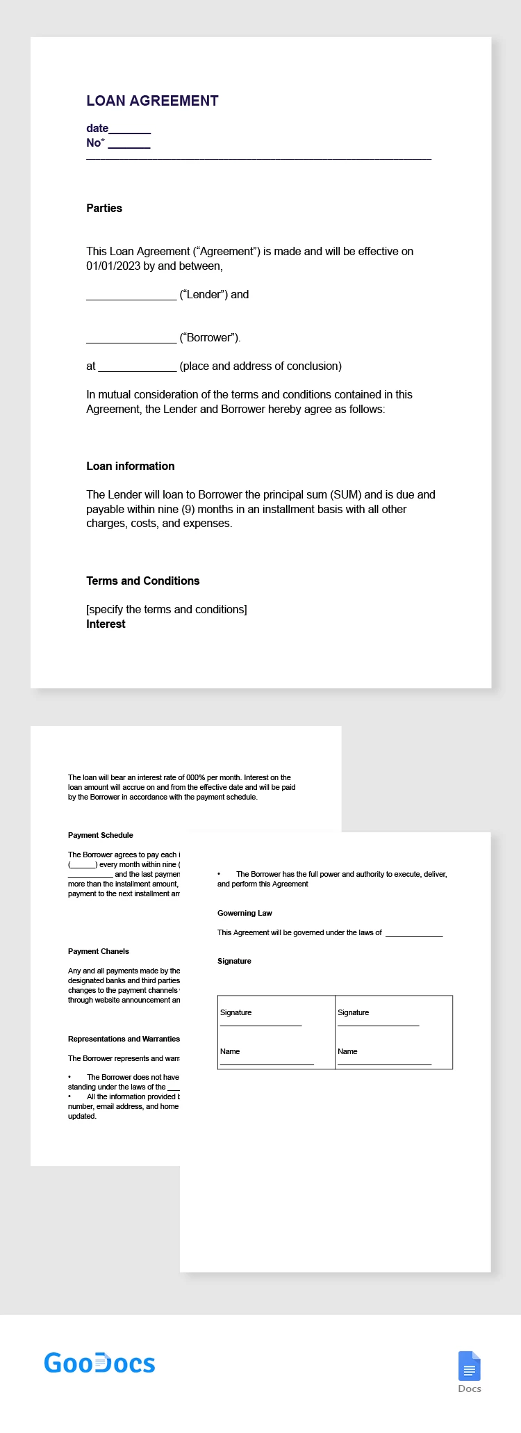 Accordo di prestito - free Google Docs Template - 10065344