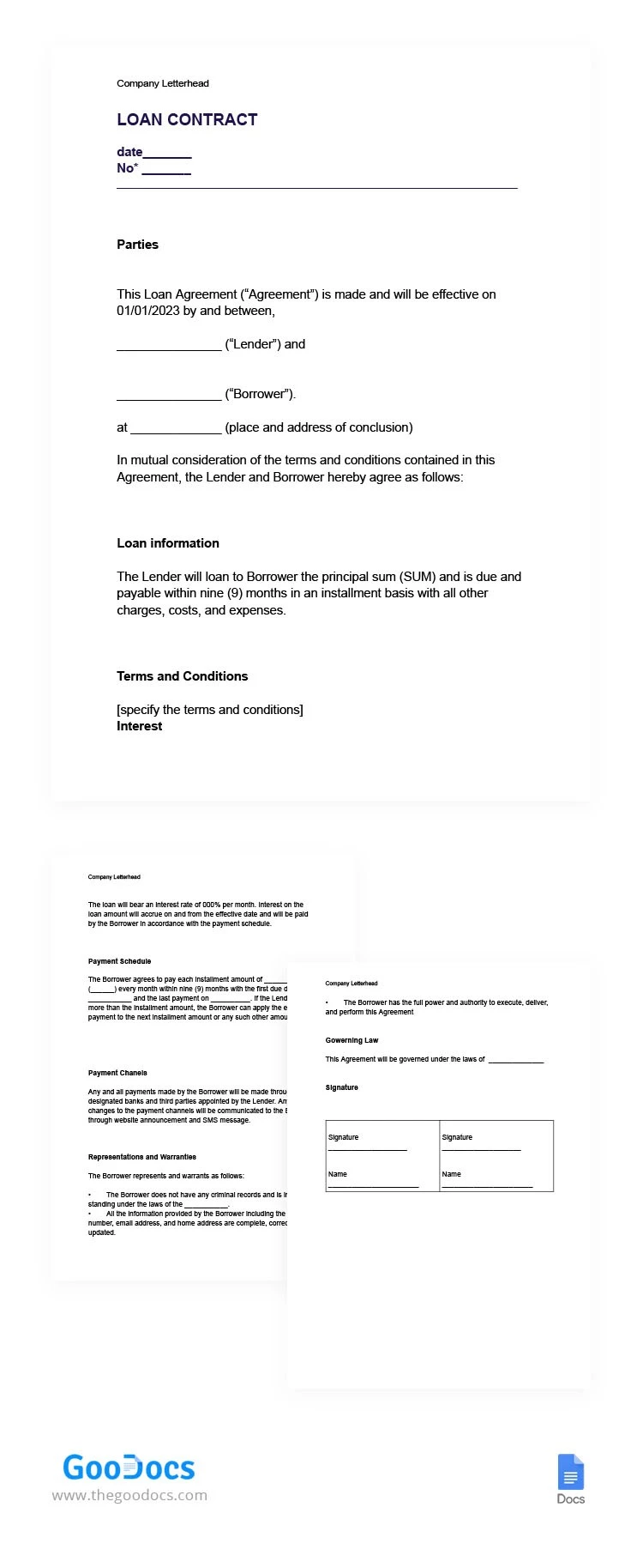 Loan Contract - free Google Docs Template - 10065728