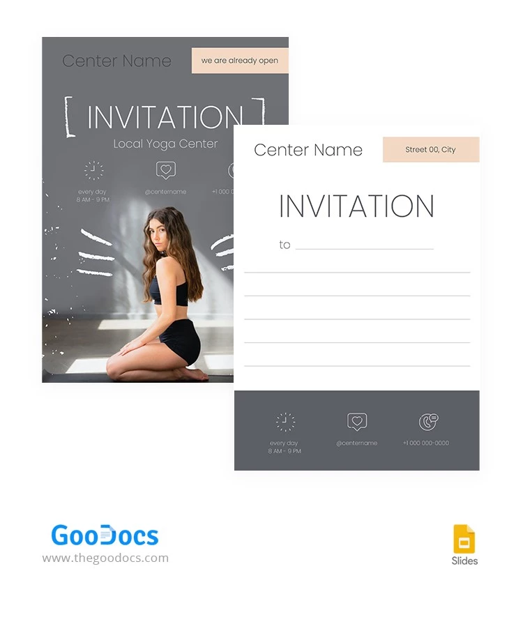 Invitation au centre de yoga local - free Google Docs Template - 10062581