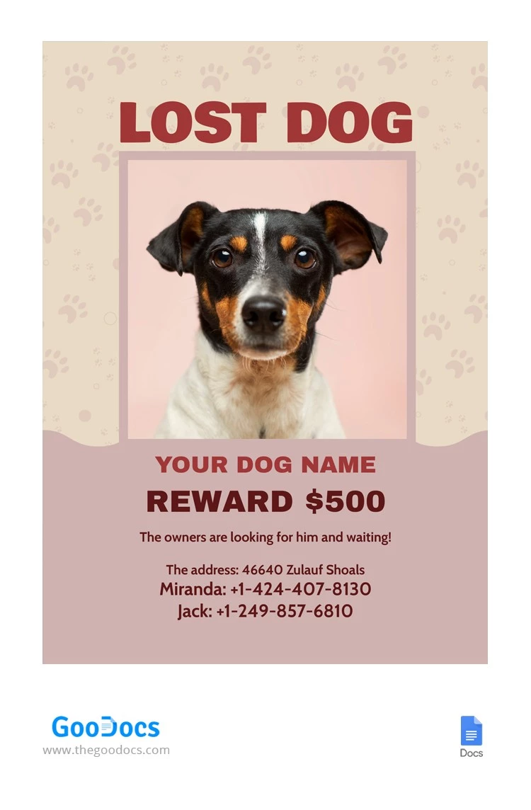 Lost Animal On A Patterned Flyer - free Google Docs Template - 10065270