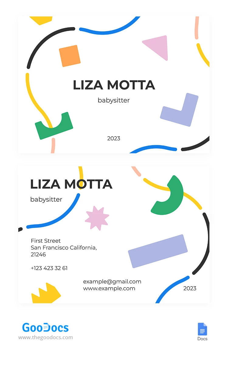 Lovely Babysitting Business Card - free Google Docs Template - 10065672