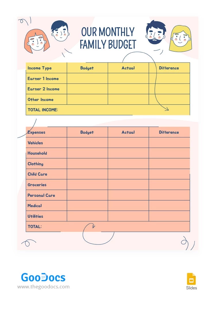 Lovely Illustrated Family Budget - free Google Docs Template - 10064563