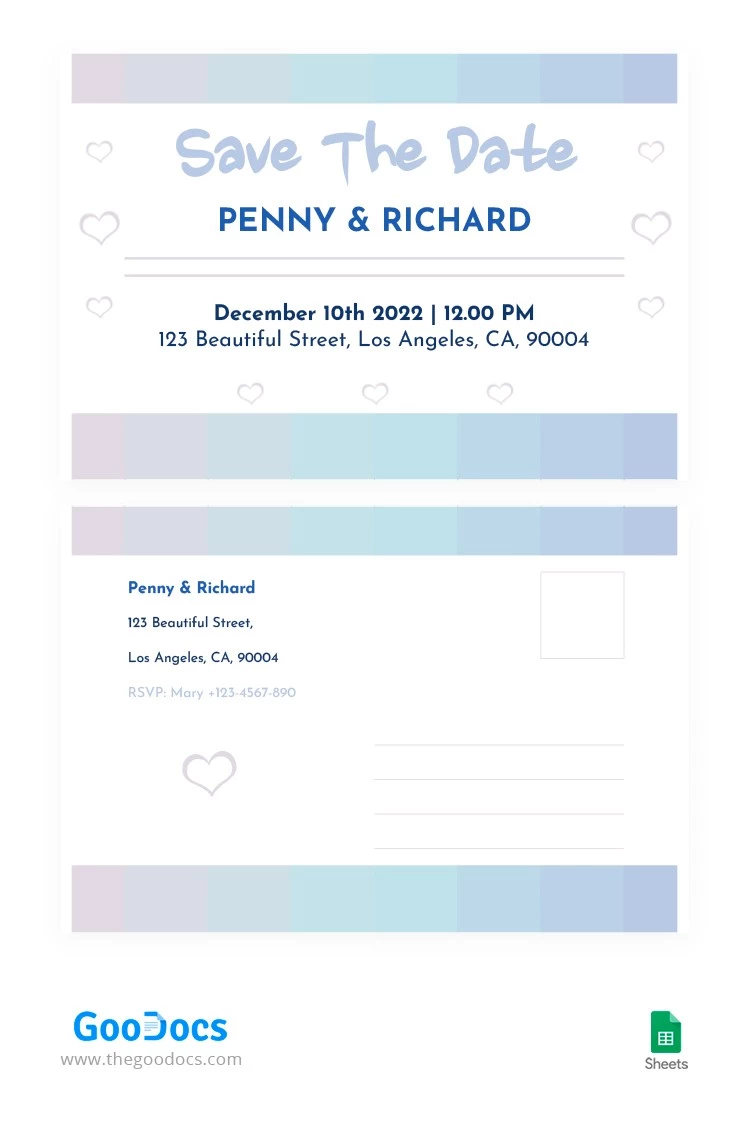 Lovely Save The Date Postcard - free Google Docs Template - 10063429