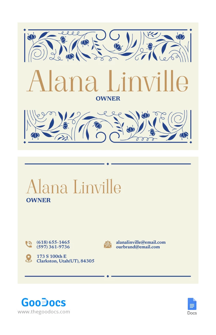 Luxury Business Card - free Google Docs Template - 10065635