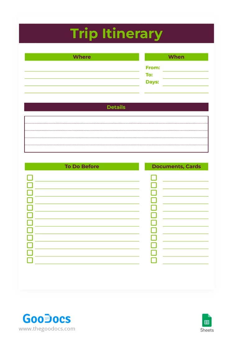 Itinéraire Magenta et Vert. - free Google Docs Template - 10063471