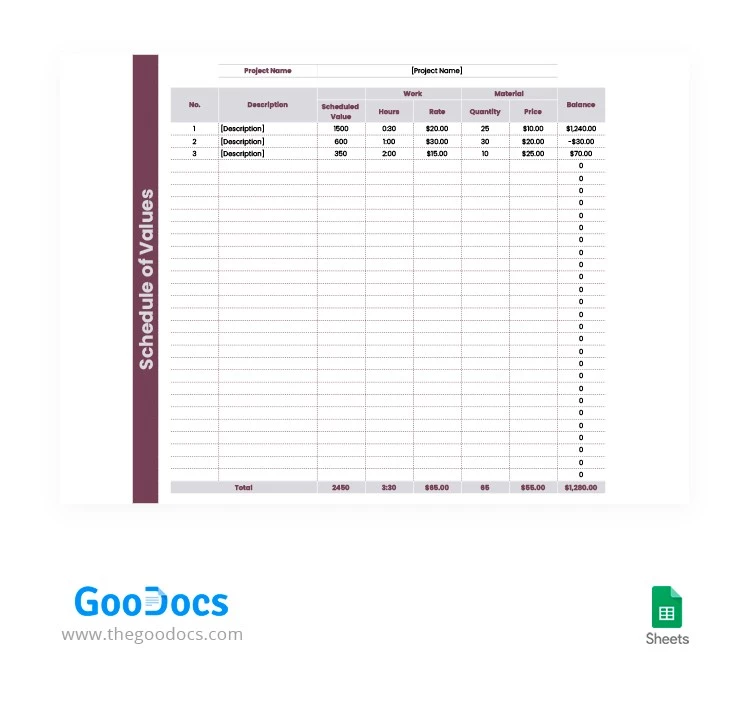 Programa de valores de Magenta - free Google Docs Template - 10062937