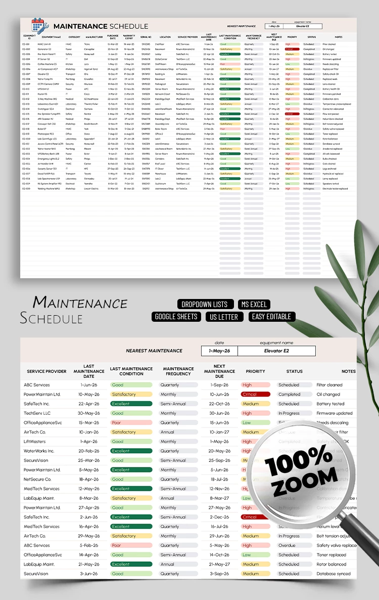 Calendrier de maintenance - free Google Docs Template - 10063395 Calendrier de maintenance - free Google Docs Template - 10063395