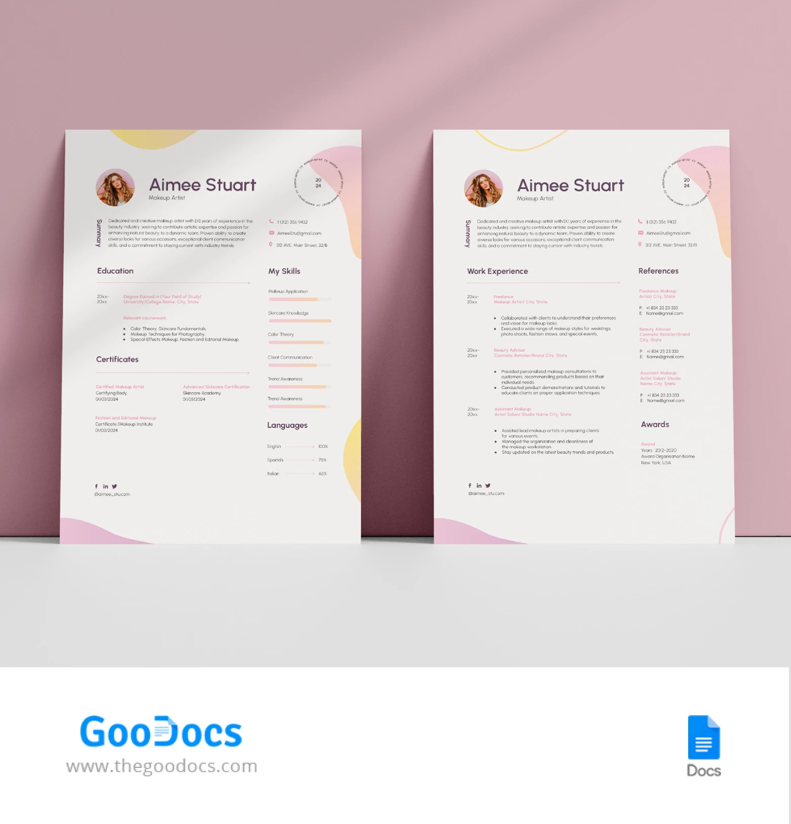 Makeup Artist CV - free Google Docs Template - 10068383