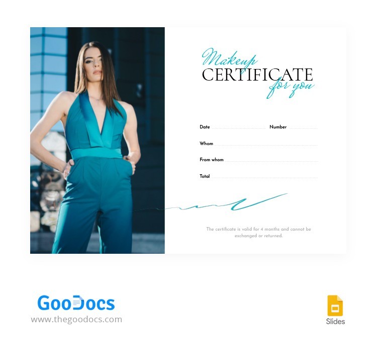 Makeup For You Certificate Template In