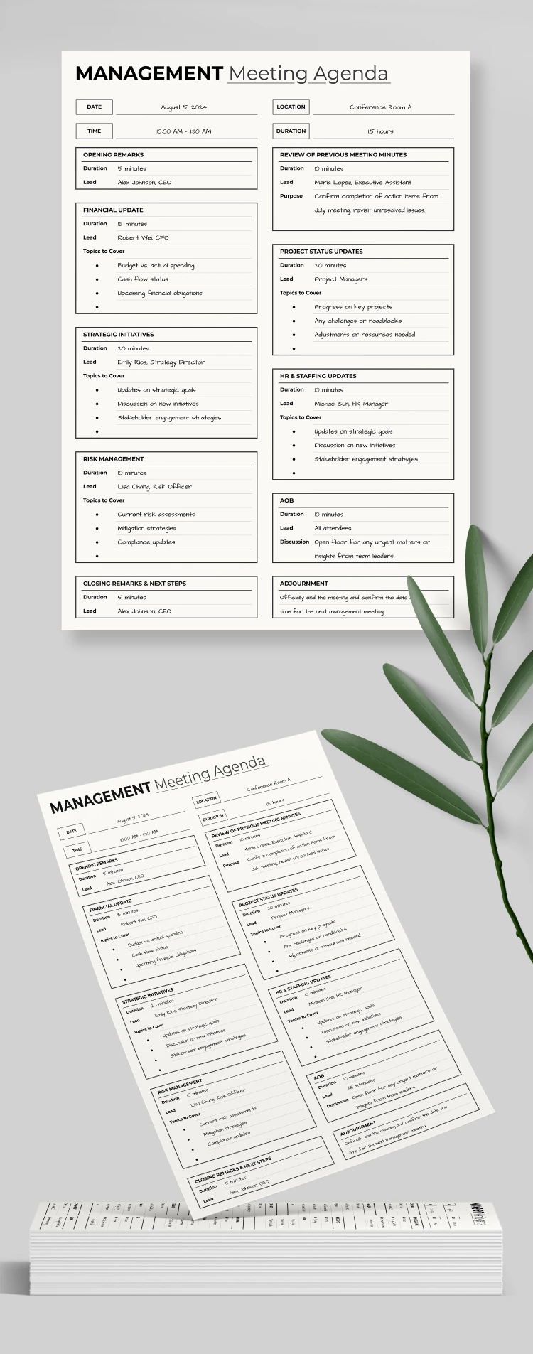 Management Meeting Agenda - free Google Docs Template - 10069038