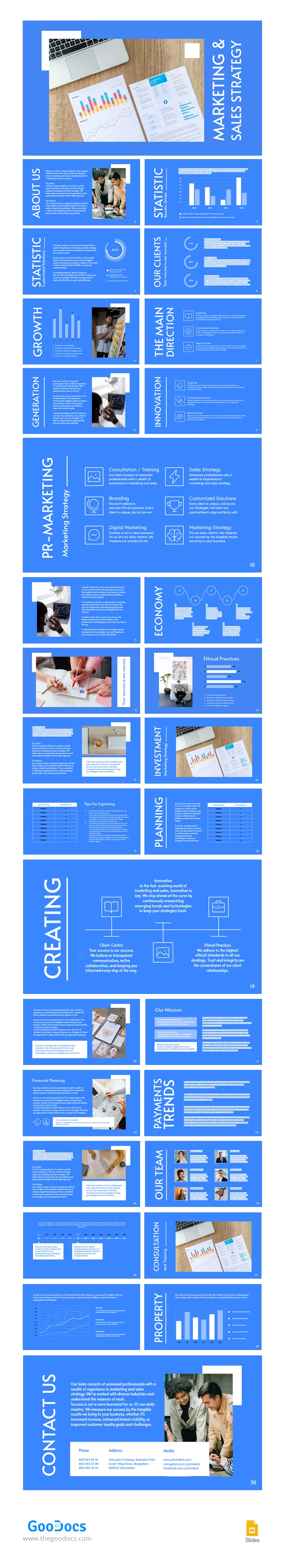 Marketing- und Vertriebsstrategie-Präsentation - free Google Docs Template - 10067054