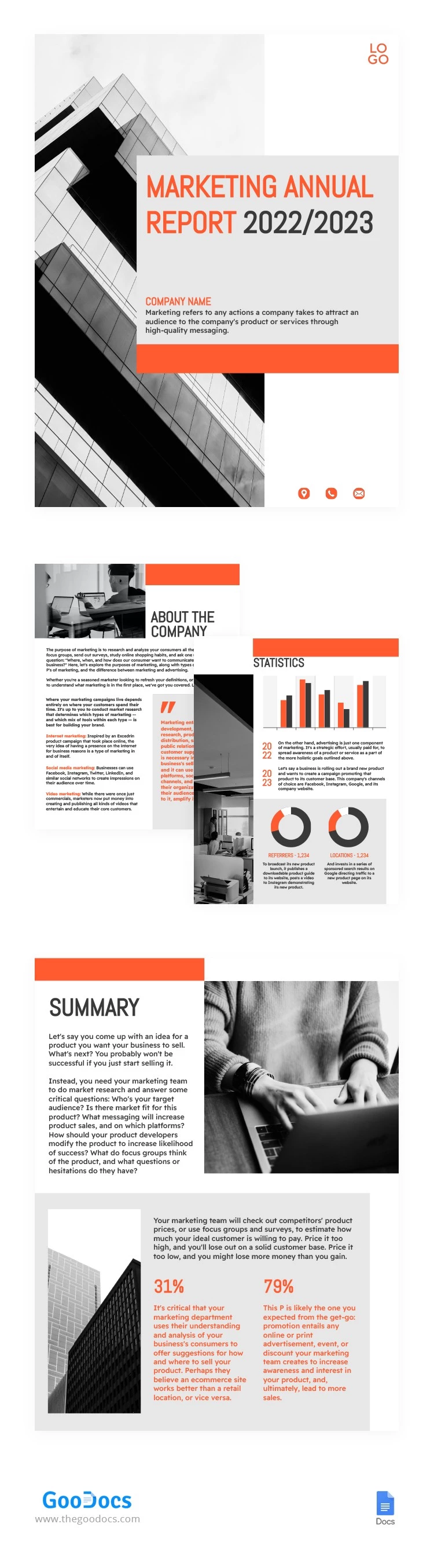 Marketing Annual Report with Orange - free Google Docs Template - 10064738