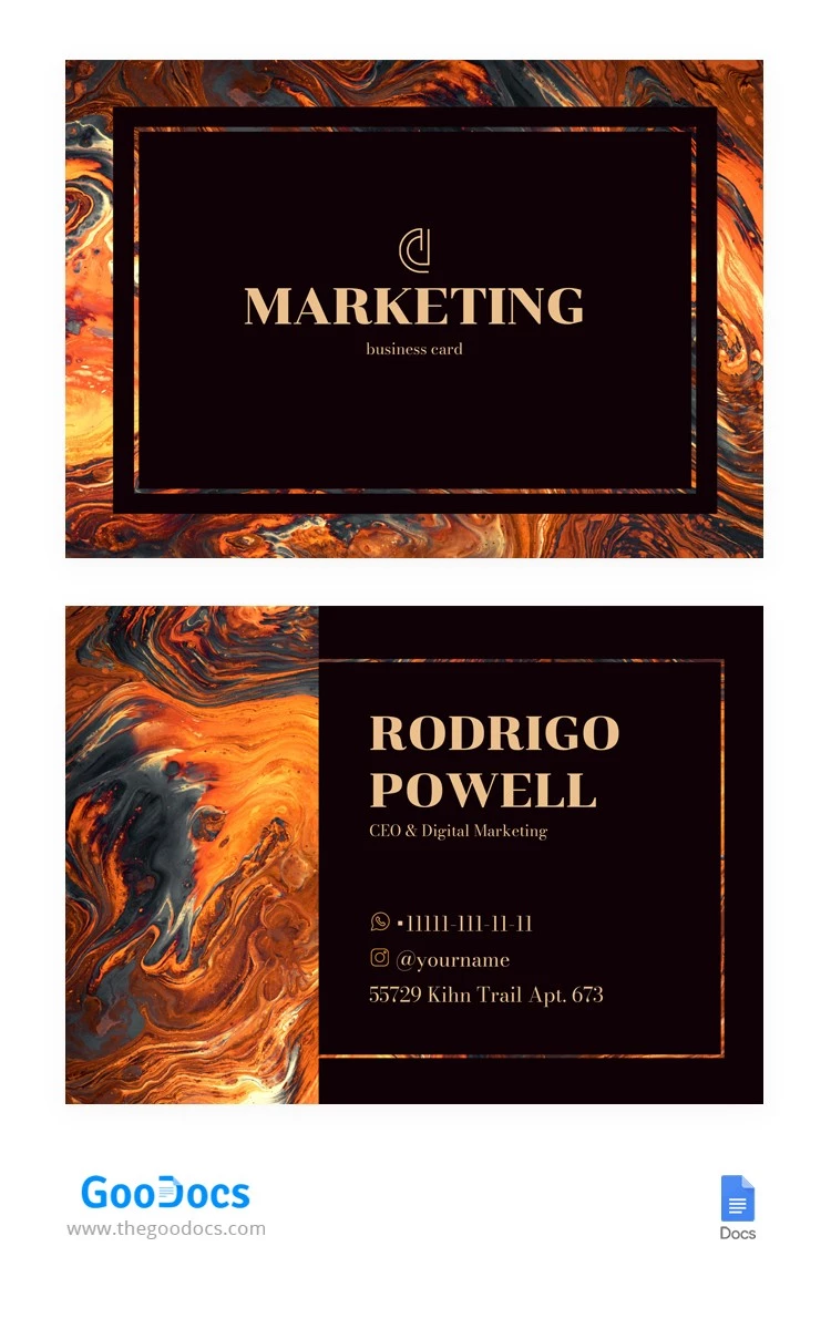 Tarjeta de presentación de marketing. - free Google Docs Template - 10062633