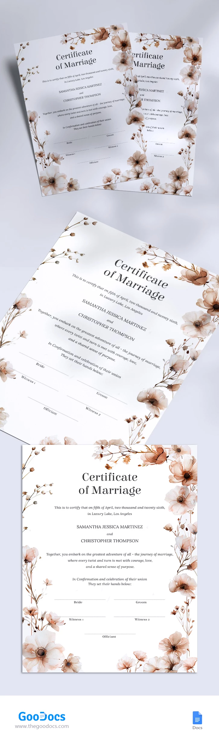 Certificato di matrimonio - free Google Docs Template - 10068336