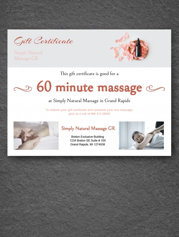 Massage Gift Certificate - free Google Docs Template - 10061759