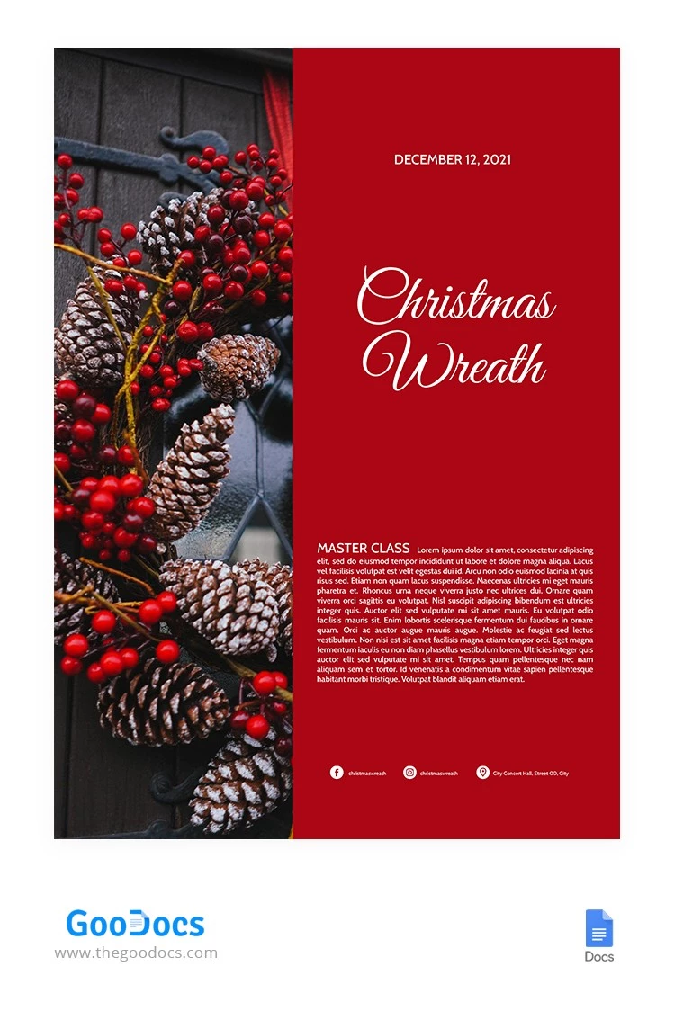 Cartel de Corona de Navidad - free Google Docs Template - 10062513