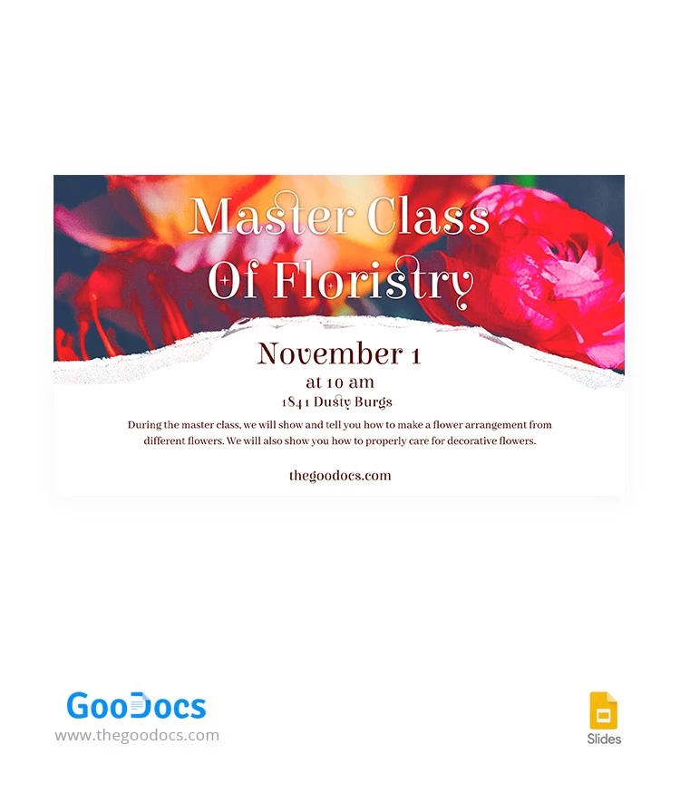 Master Class of Floristry Youtube Thumbnail - free Google Docs Template - 10064526