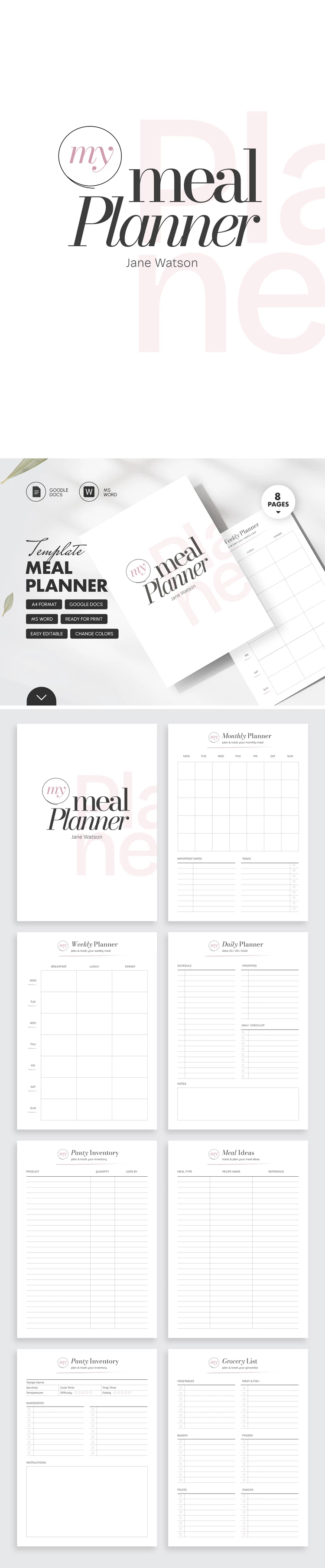 Planificador de comidas estructurado - free Google Docs Template - 10069434