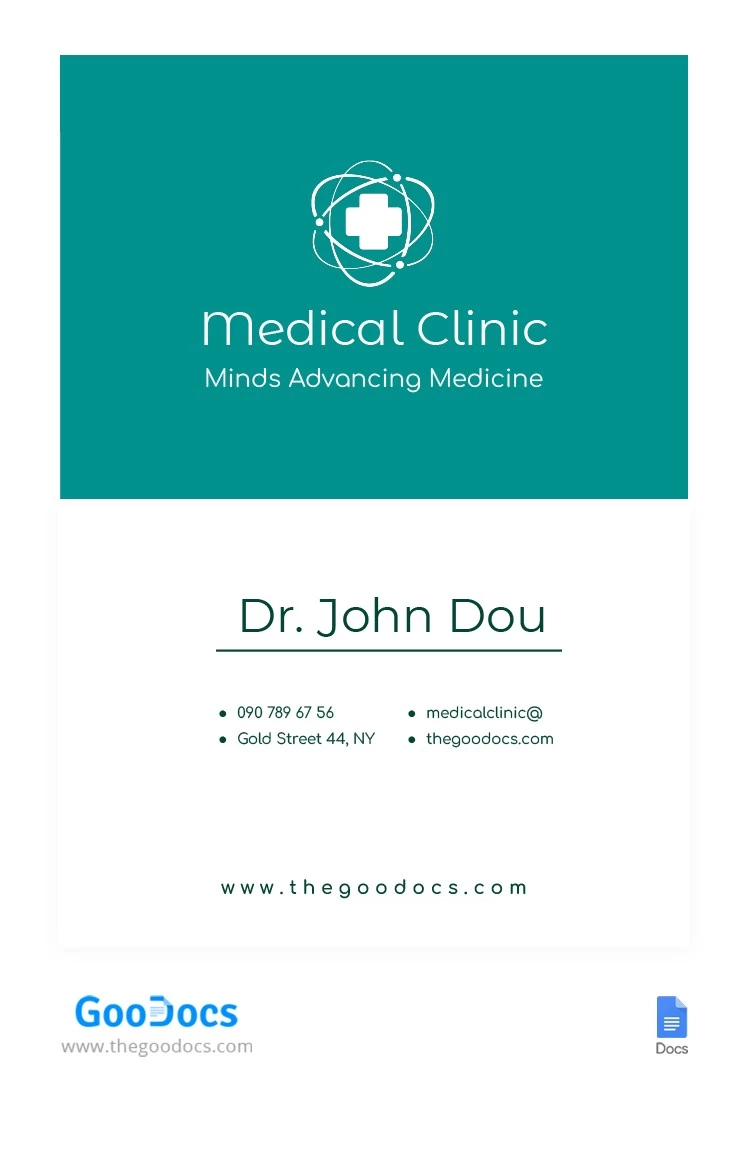 Cartão de visita médico - free Google Docs Template - 10063851