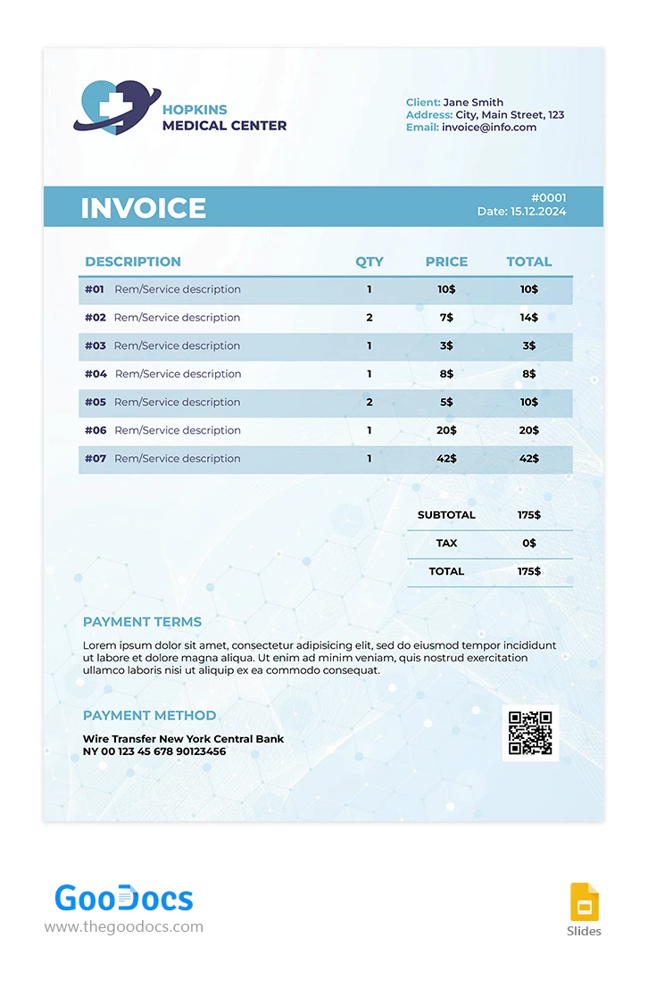 Medical Invoice - free Google Docs Template - 10066825