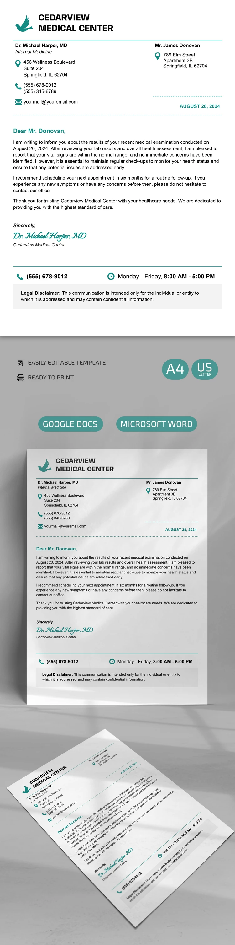 Papel con membrete médico - free Google Docs Template - 10069253