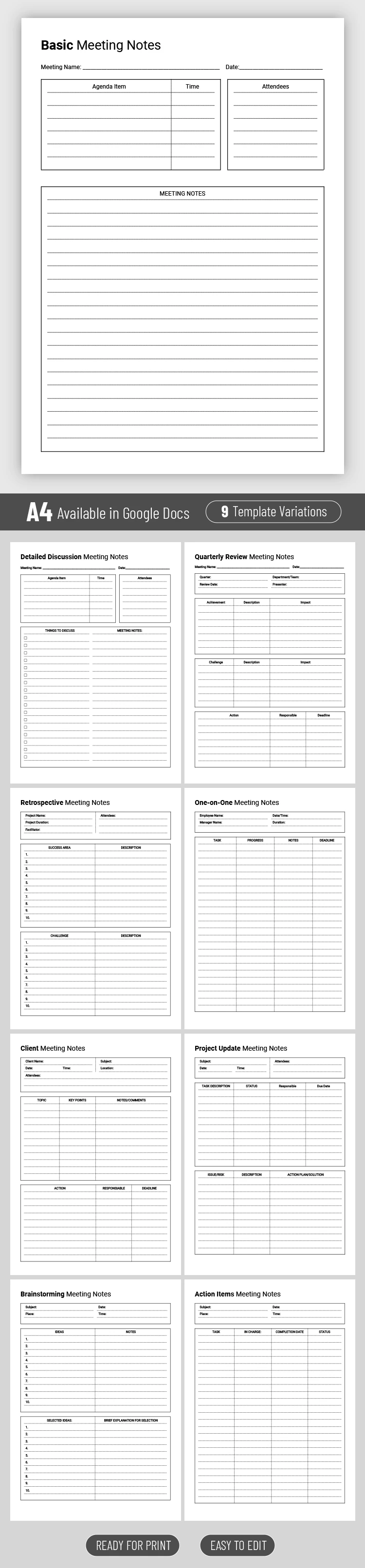 Structured Meeting Note - free Google Docs Template - 10069618