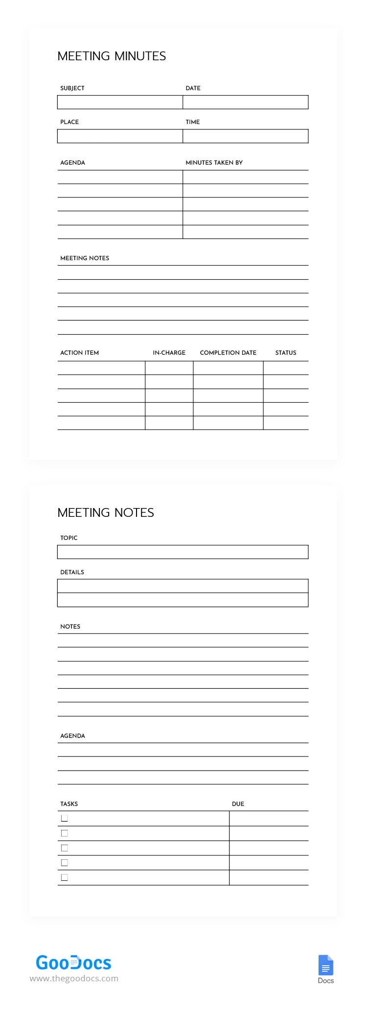 Simple Meeting Minutes Note - free Google Docs Template - 10068569