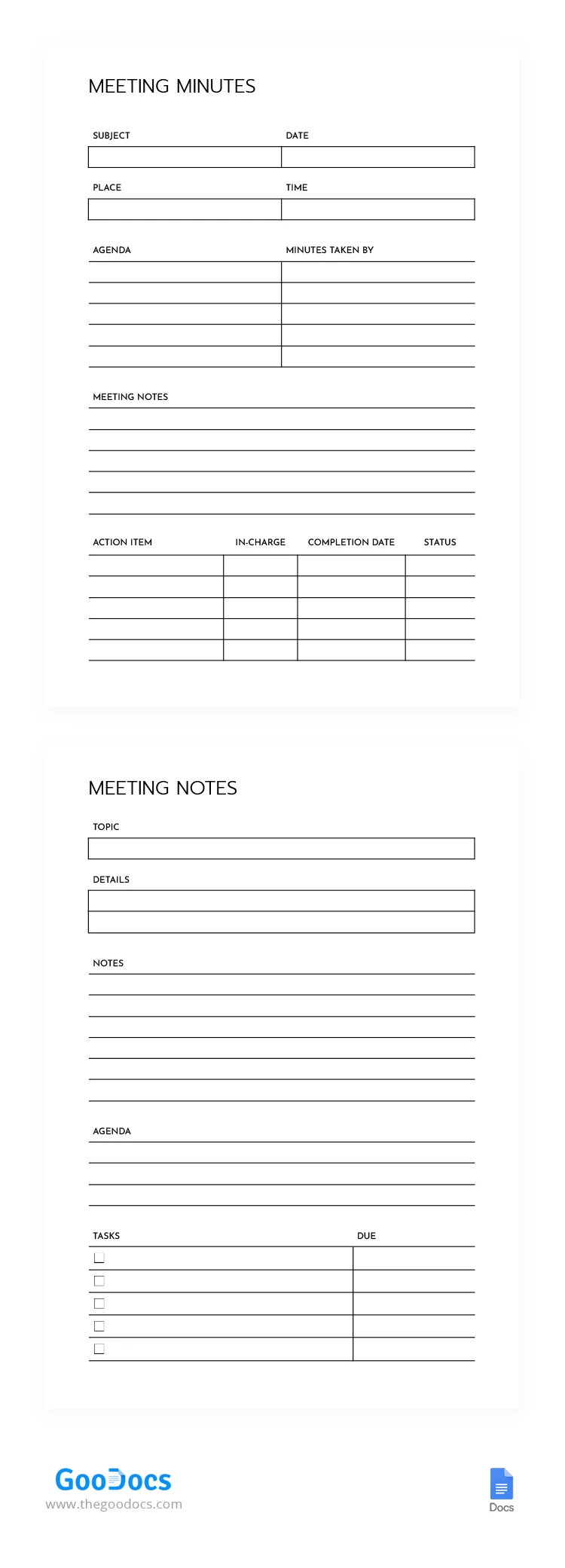 Note de réunion simple - free Google Docs Template - 10068569