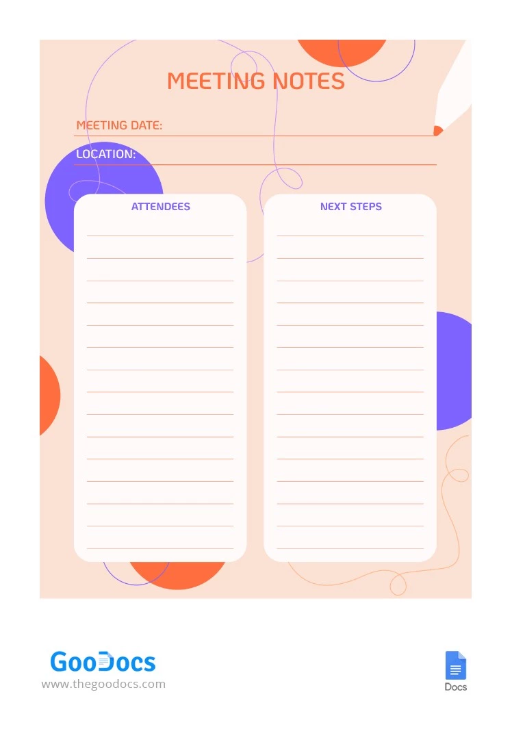 Meeting Notes with Purple Contrast - free Google Docs Template - 10064451