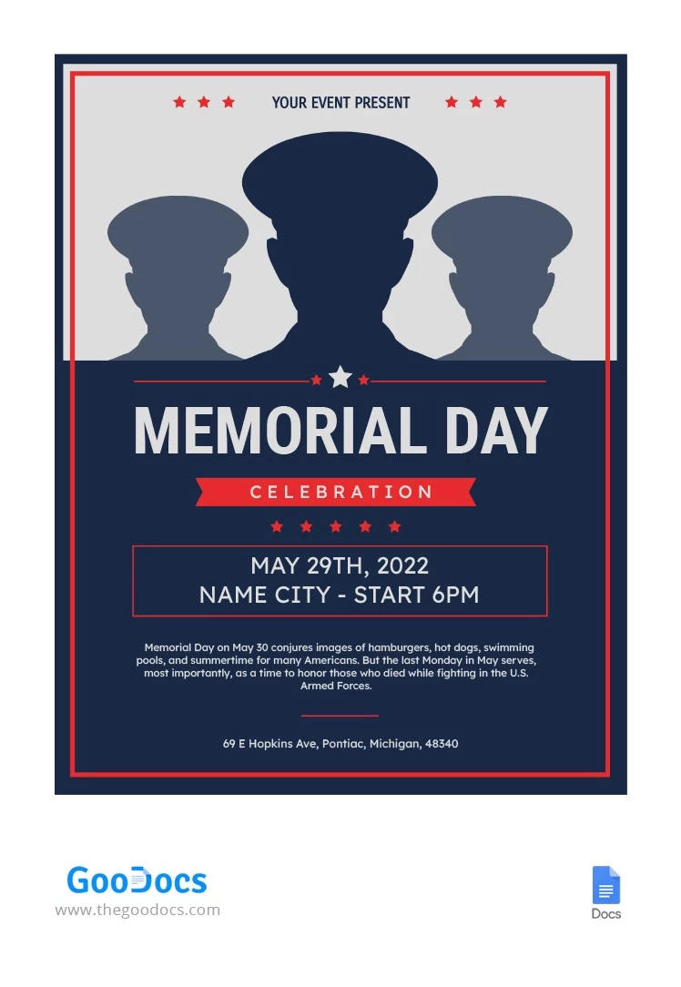 Memorial Day Flyer - free Google Docs Template - 10063981
