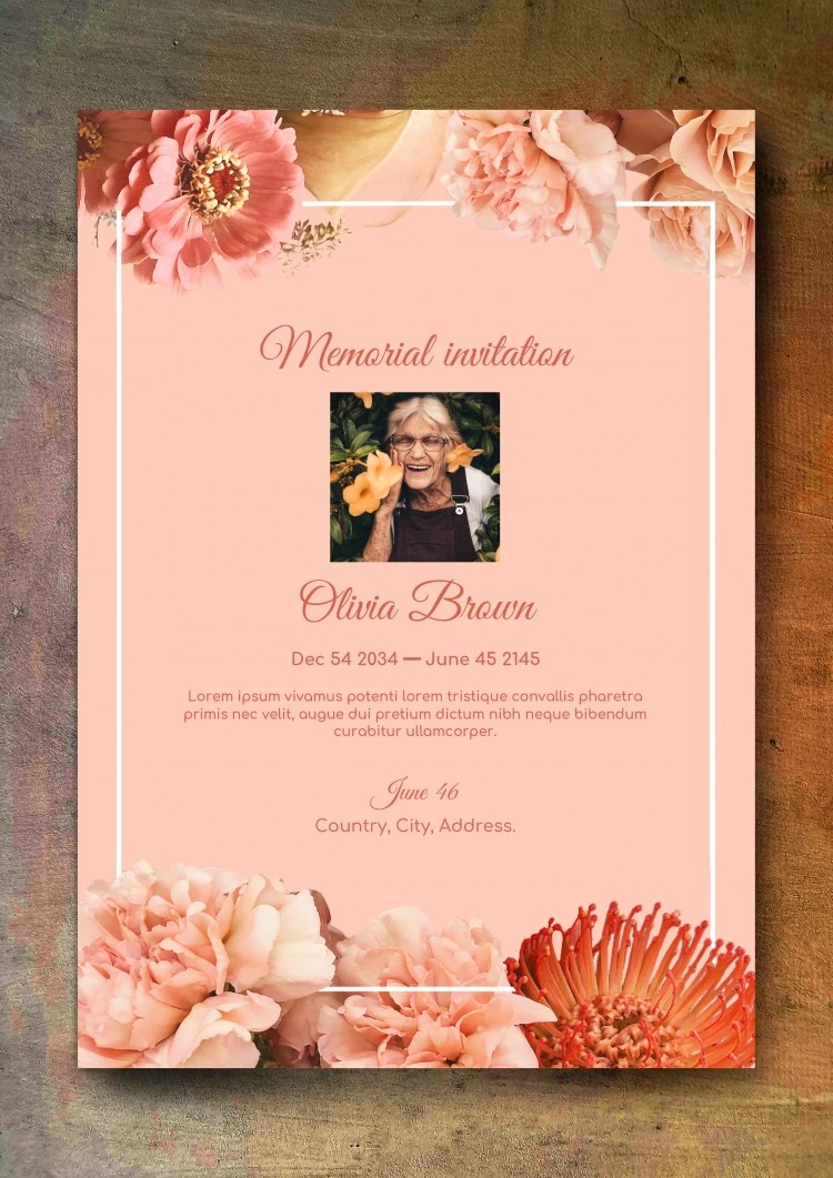 Invitation au mémorial - free Google Docs Template - 10061632