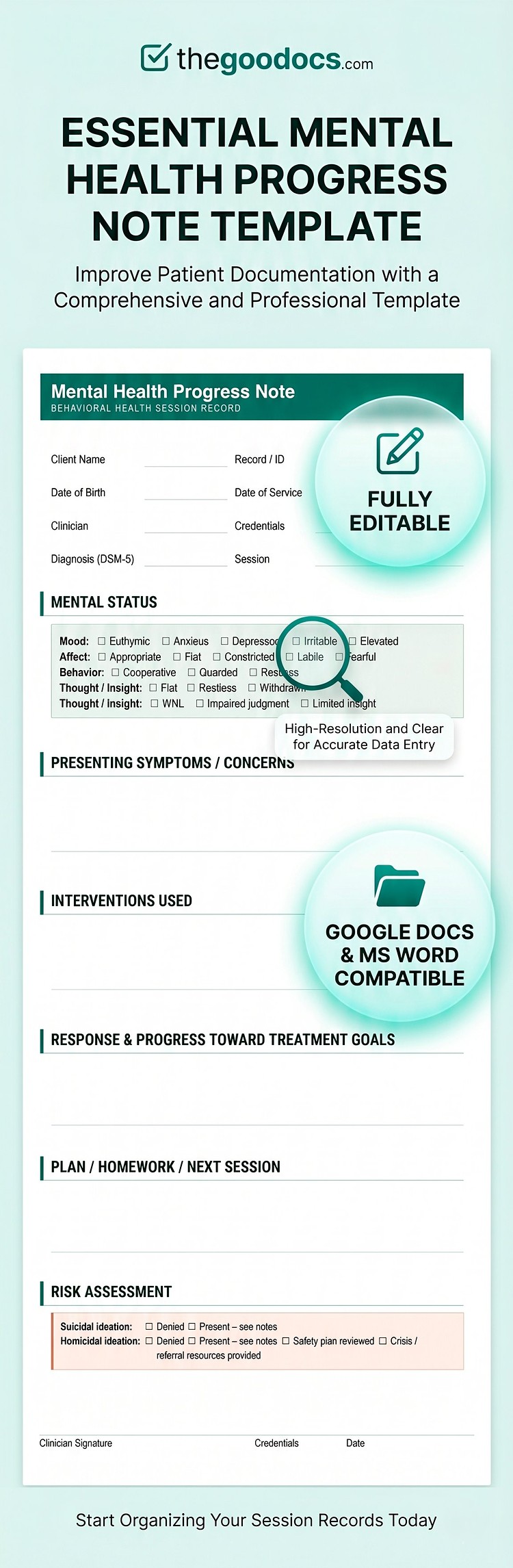 Free Mental Health Progress Note Template in Google Docs and Microsoft ...