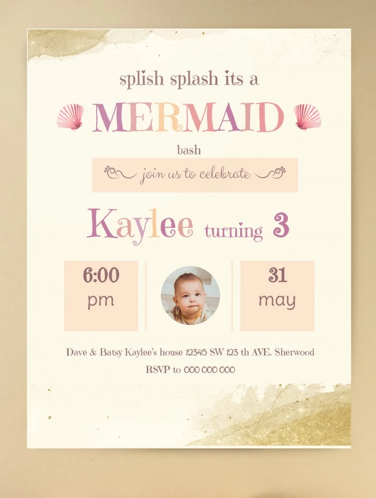 Mermaid Invitation - free Google Docs Template - 10061741