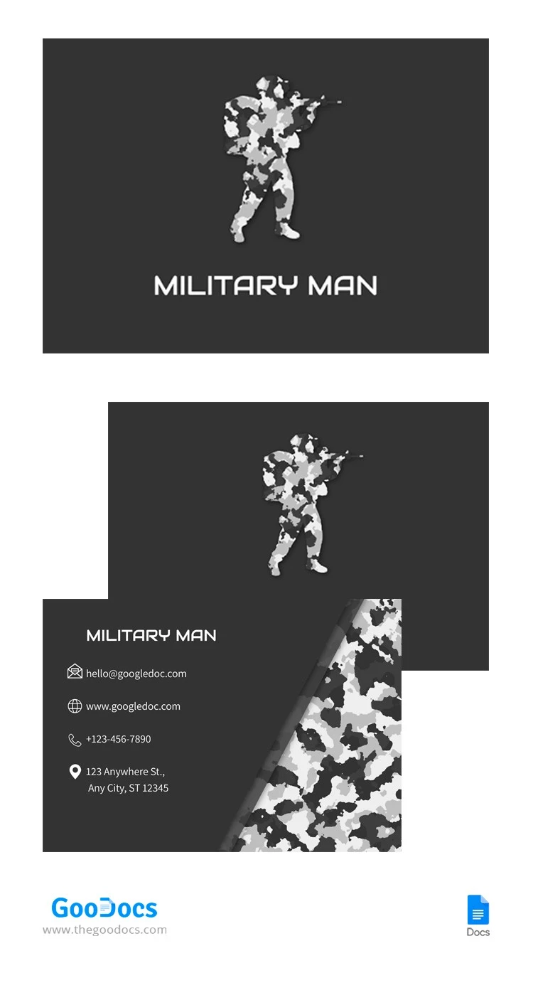 Cartão de visita militar - free Google Docs Template - 10064701